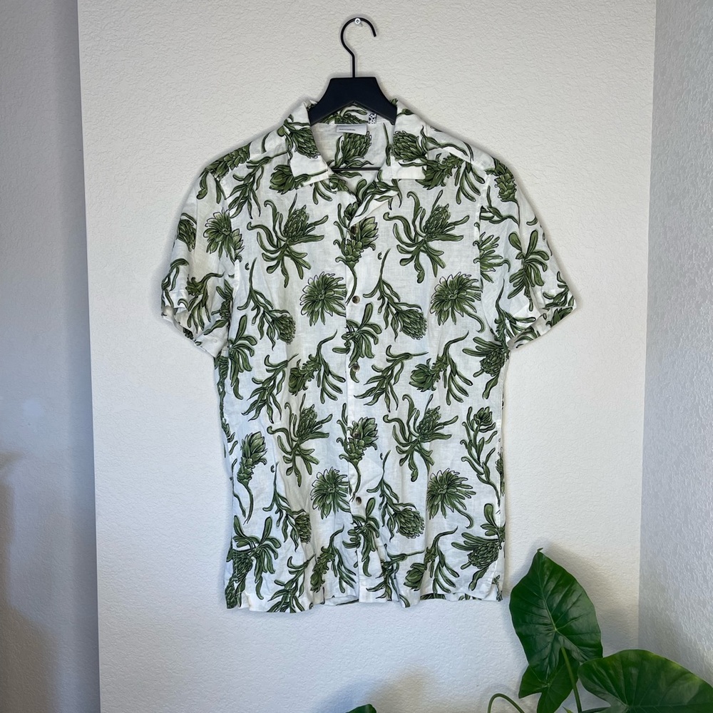 ASOS Floral Short Sleeve Linen Button Down